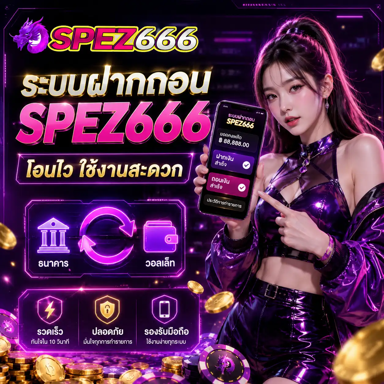 ระบบฝากถอน spez666 โอนไว ใช้งานสะดวก